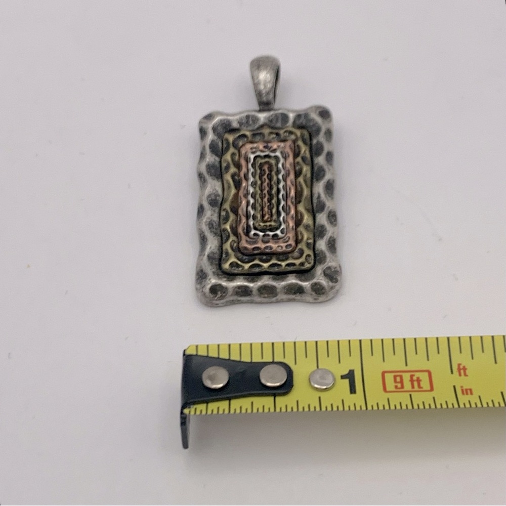 Lia Sophia geometric Signed Silver, Copper, & Brass Metal Triangle Pendant Slide - Picture 5 of 5